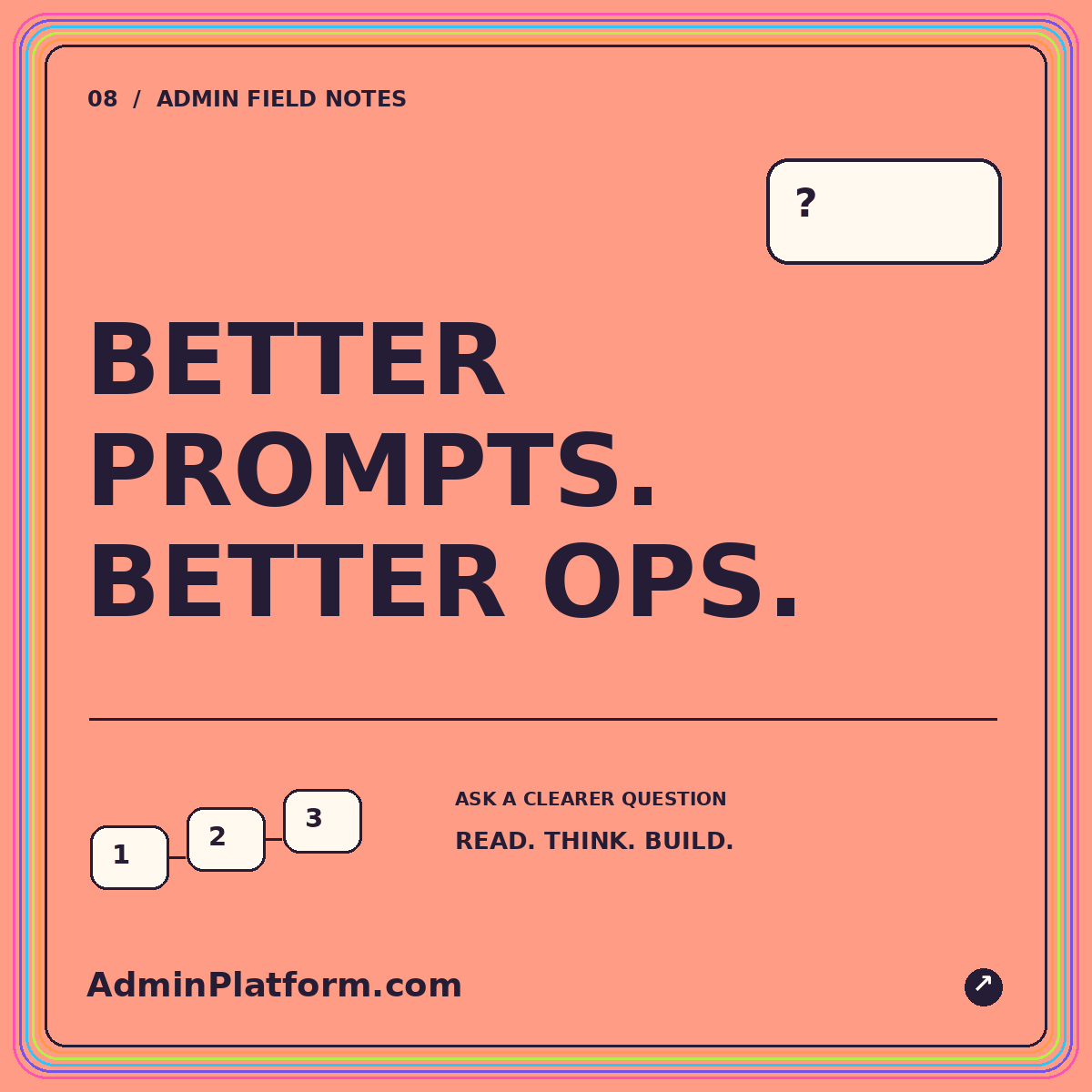 AI prompts for server administration that people can review — colorful AdminPlatform.com typography card